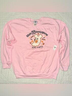 Walt Disney World Light Pink Mickey Mouse Ghost Sweatshirt Medium